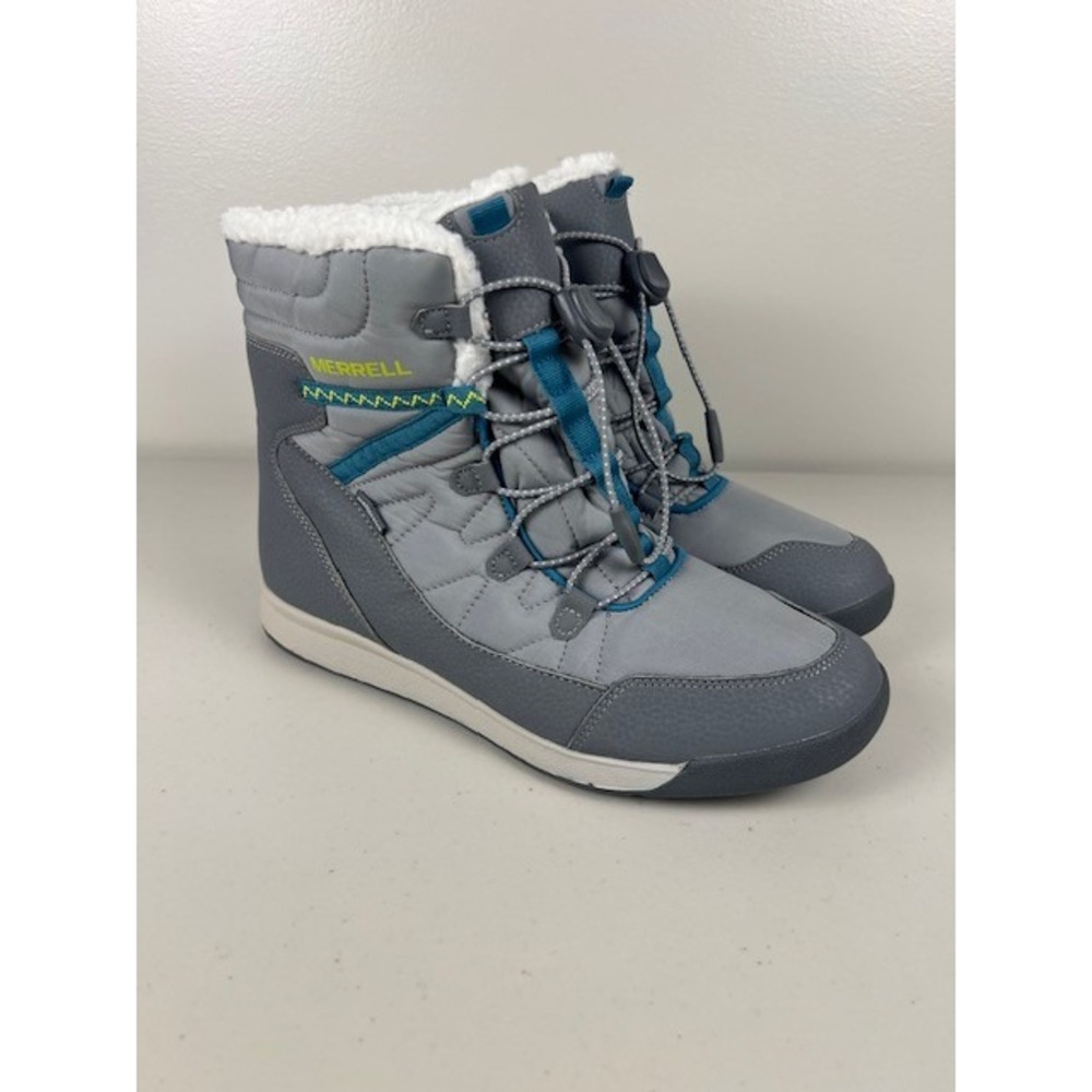 Merrell Womens Grey Insulated Winter Snow Boots Faux Shearling -25F Rated Toggle